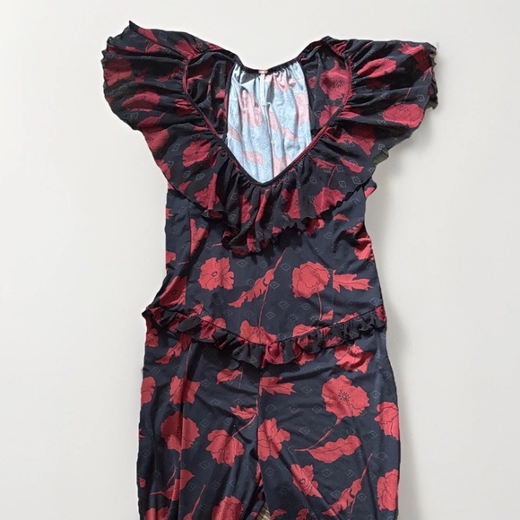 Free People NWOT Size Large FABULOUS Austyn Femme One Piece Black & Red Jumpsuit - Picture 4 of 6